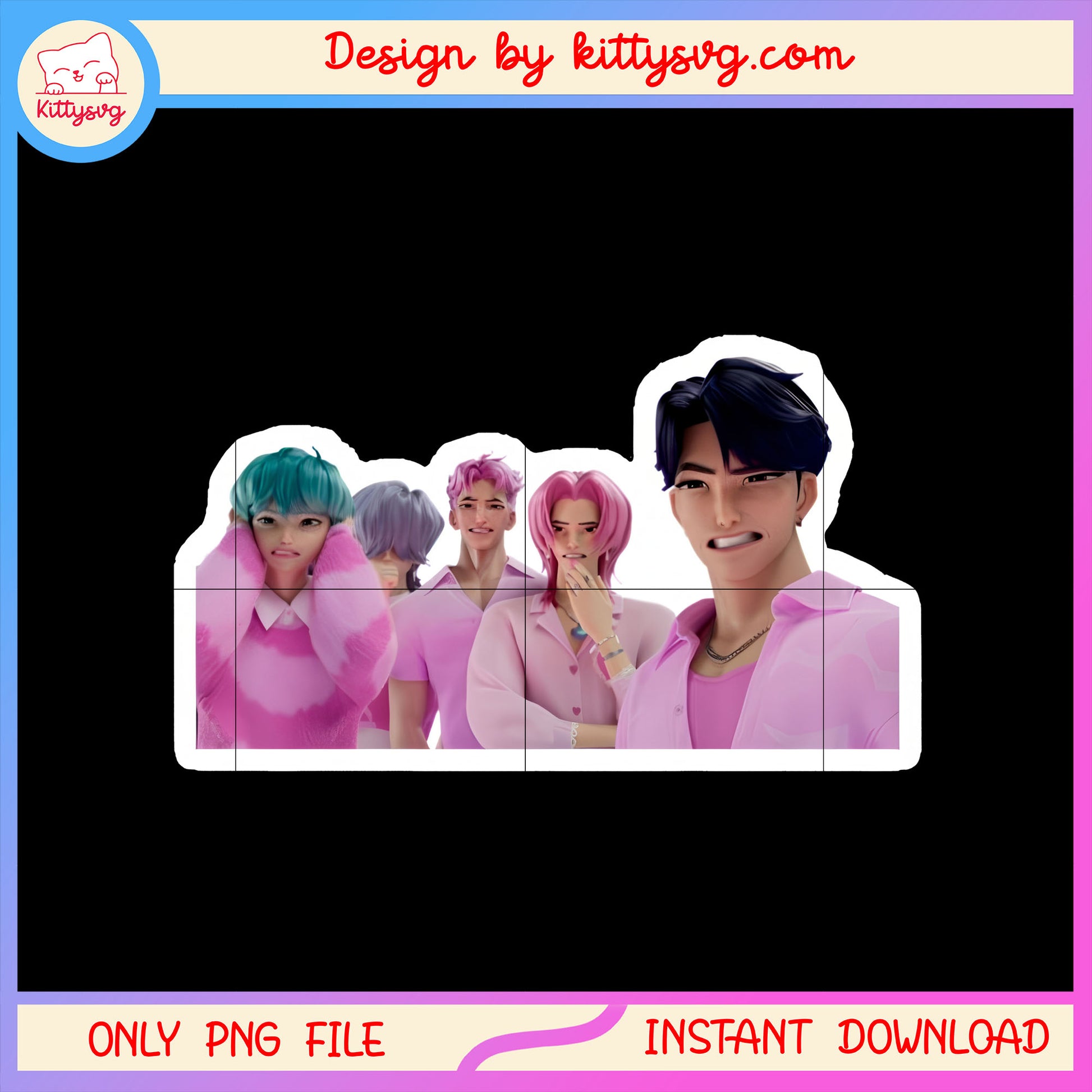 The saja boys characters sticker design png, saja boys members png