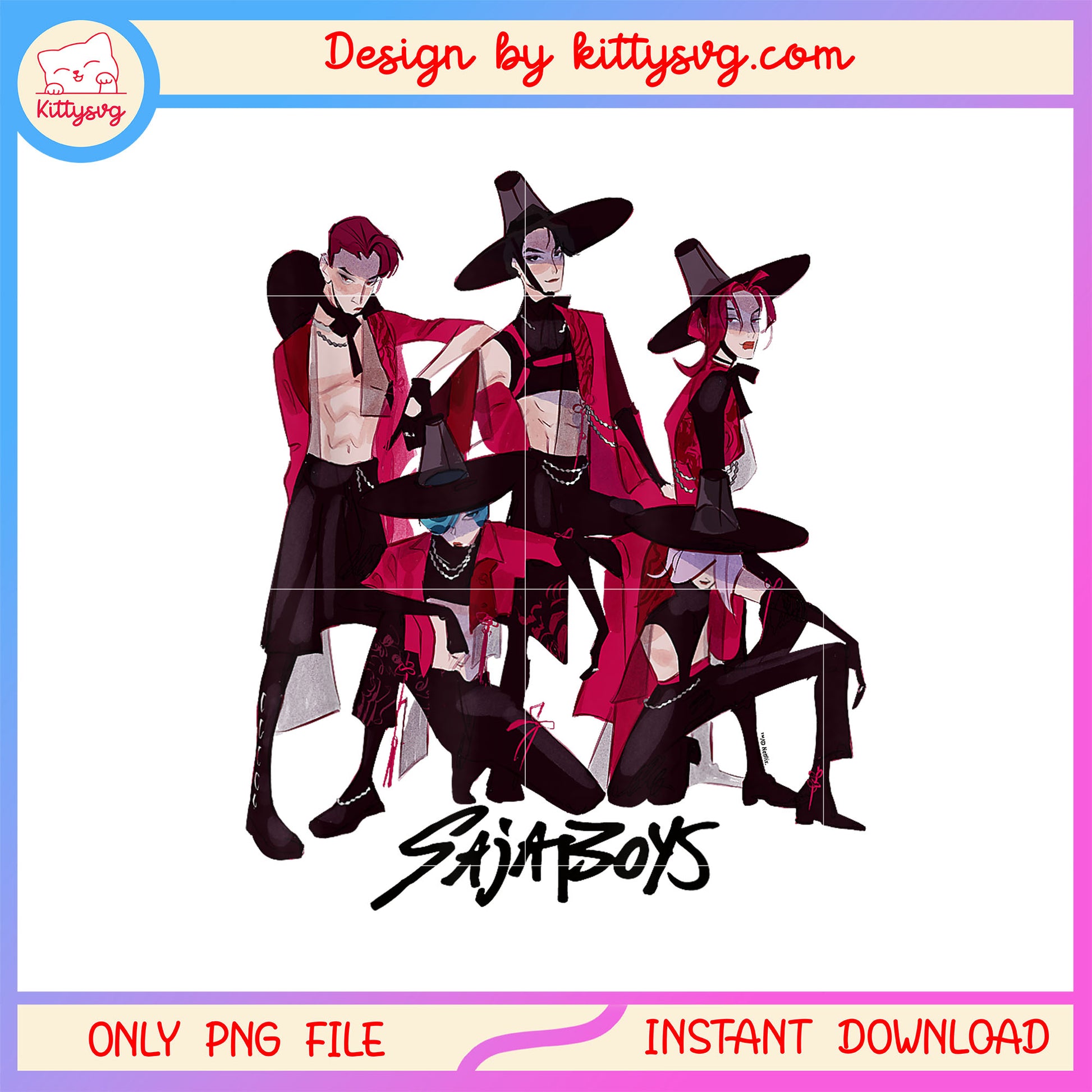 The saja boys demon form design png, kpop boy band png