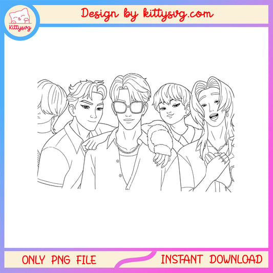 The saja boys group outline png, kpop demon hunter saja boy png