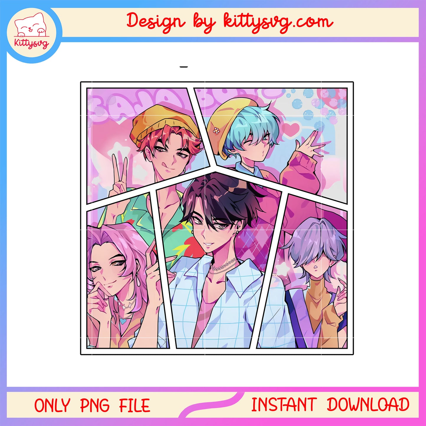 The saja boys manga fanart png, kpop demon hunters fanart png