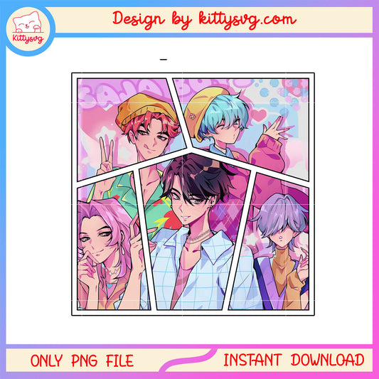 The saja boys manga fanart png, kpop demon hunters fanart png