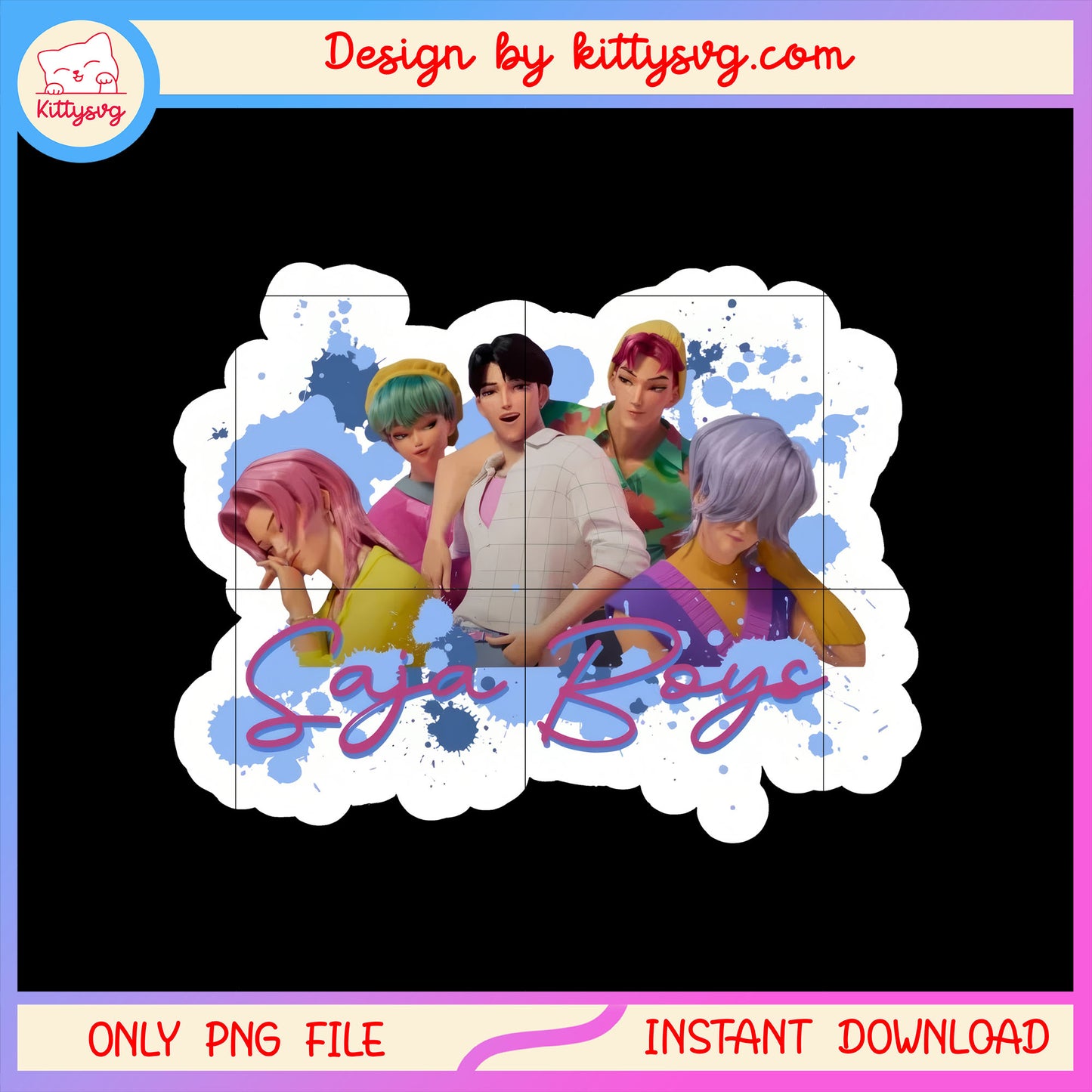 The saja boys members sticker design png, saja boys character png