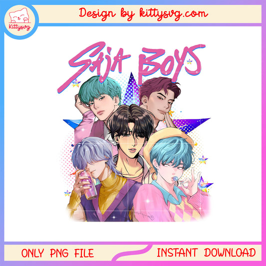 The saja boys pop star design png, hunter movie shirt png