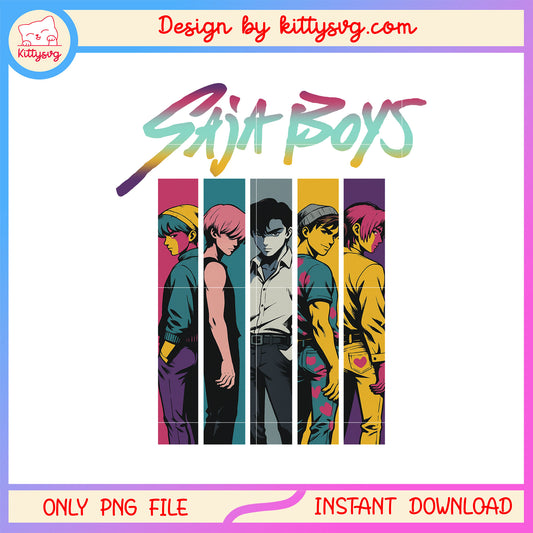 The saja boys retro design png, kpop demon hunters names png