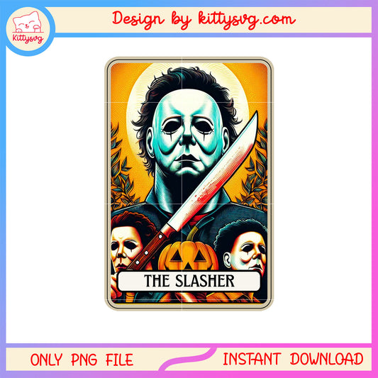 The slasher michael myers tarot card design png, tarot png