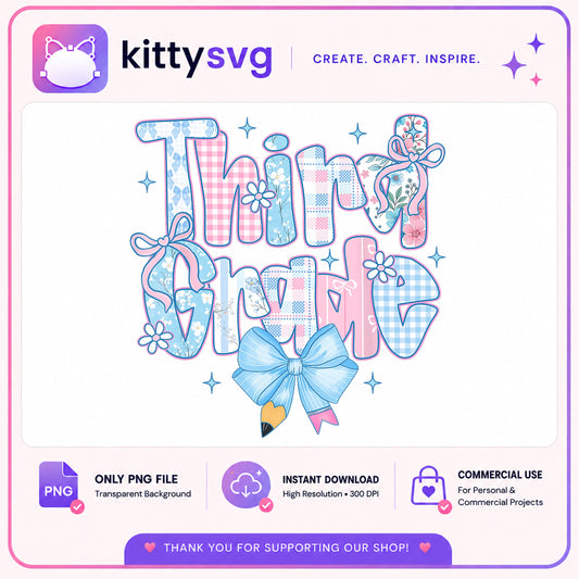 Third Grade Coquette PNG, Back To School PNG, Teacher PNG
