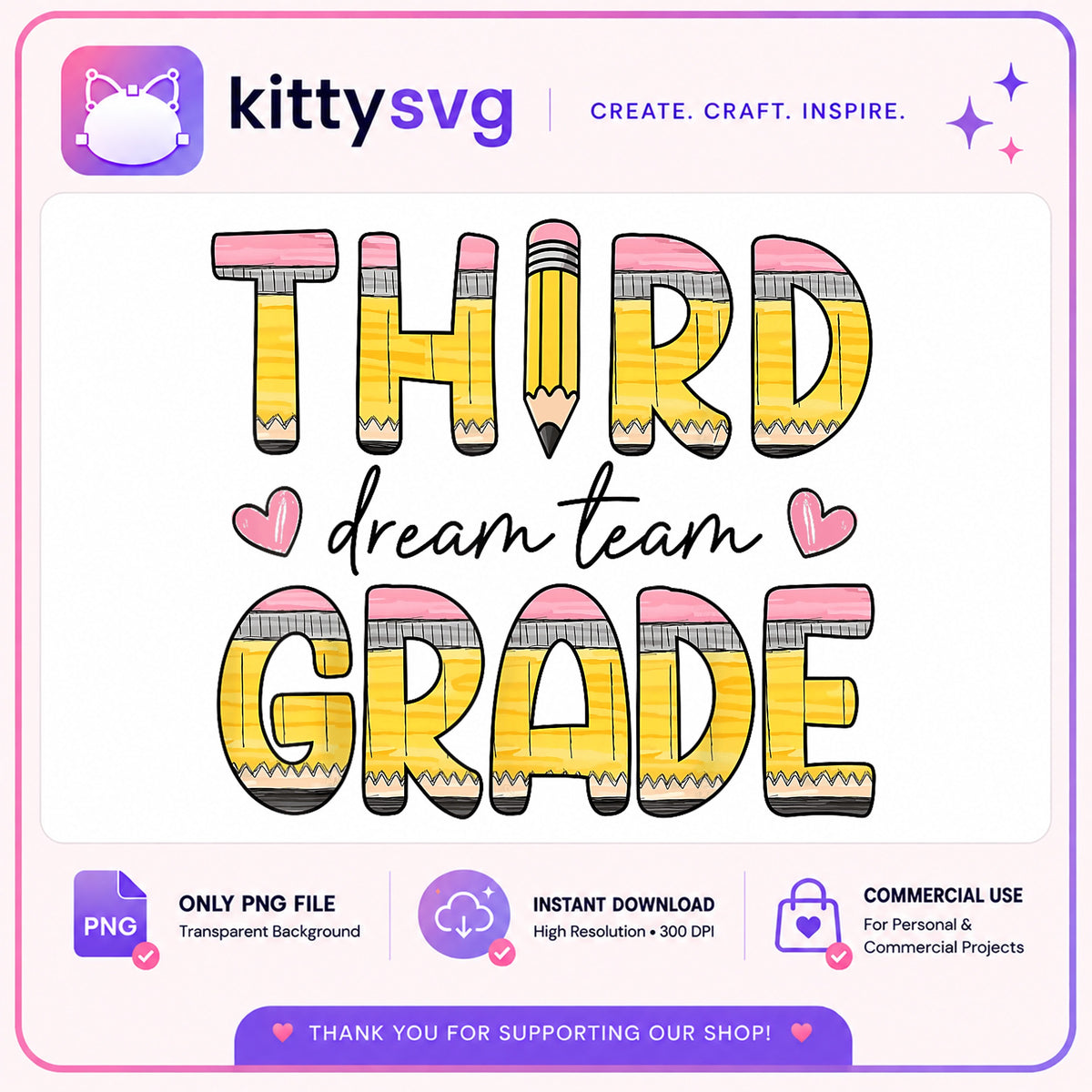 Third Grade Dream Team PNG, Back To School PNG, Teacher PNG