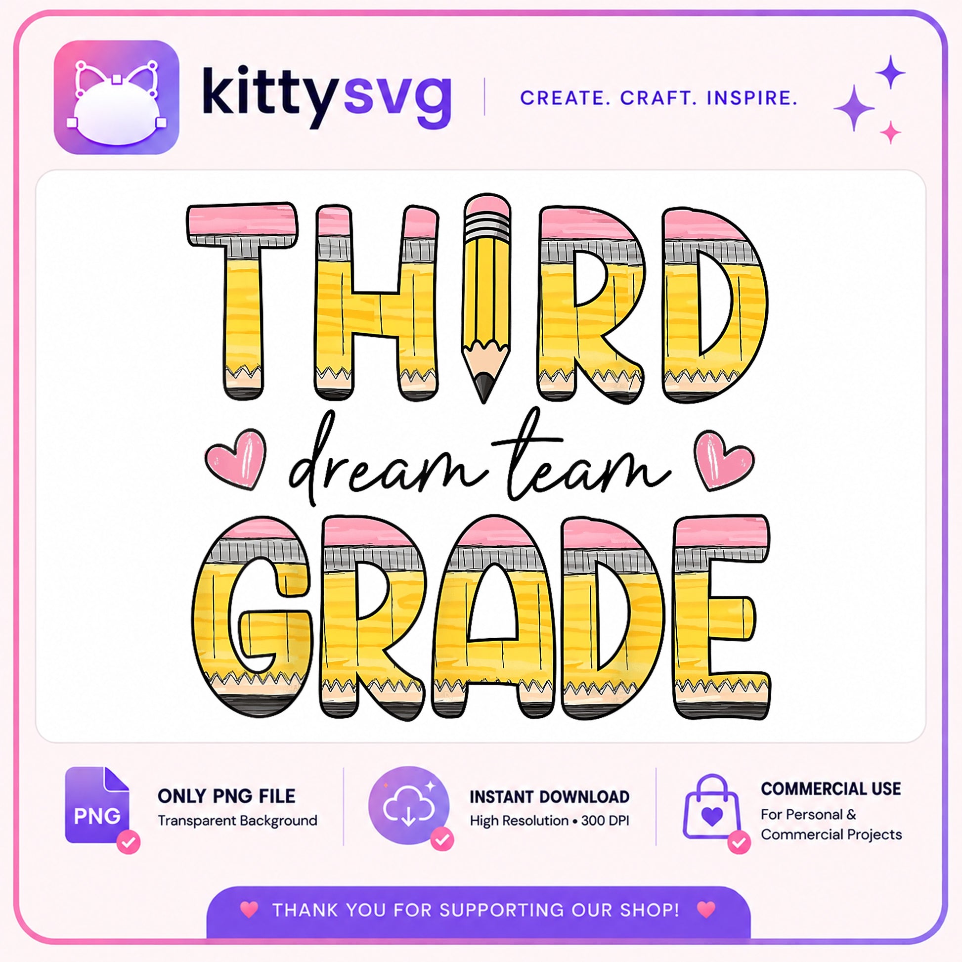 Third Grade Dream Team PNG, Back To School PNG, Teacher PNG