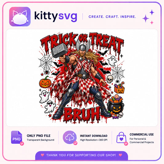 Thor Trick Or Treat Bruh Halloween PNG, Spooky Superhero PNG, Halloween PNG