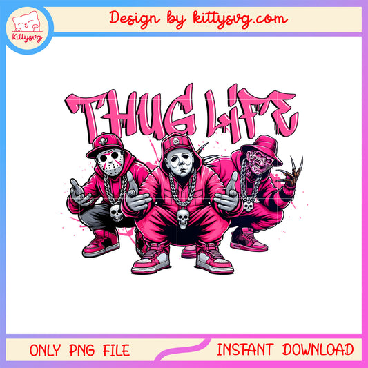 Thug life pink halloween horror character png, spooky characters png