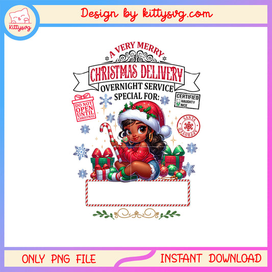 Tiana very merry christmas delivery png, disney tiana png