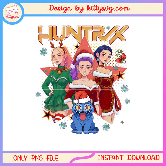 Tiger huntrix members christmas holiday png, christmas decorations png
