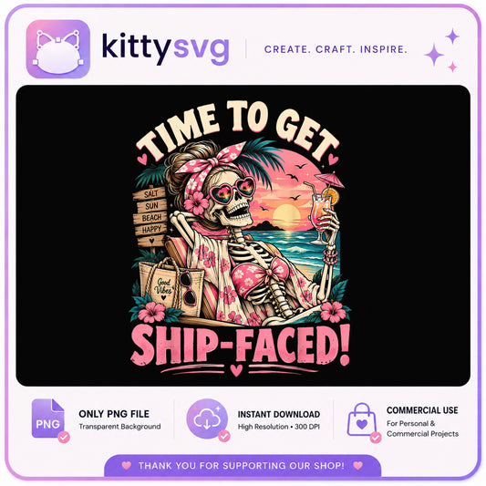 Time To Get Ship Faced Skeleton PNG, Beach Skeleton PNG, Summer PNG