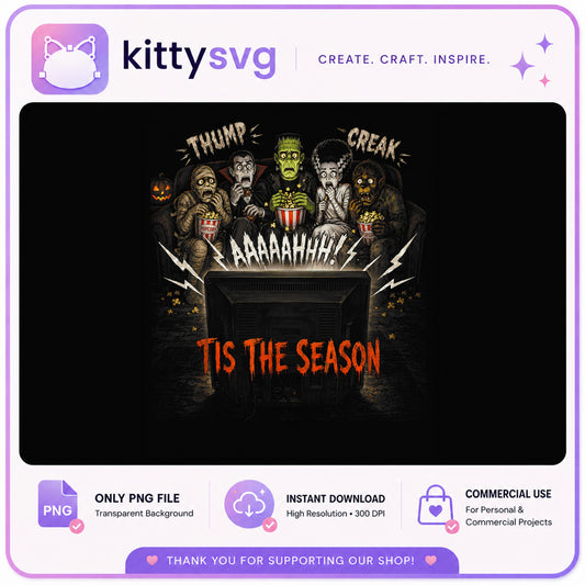 Tis The Season Halloween Monsters PNG, Horror Movie PNG