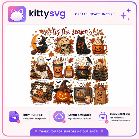 Tis The Season Halloween PNG, Spooky Vibes Clipart, Halloween PNG