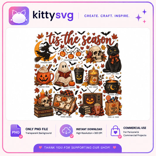 Tis The Season Halloween PNG, Spooky Vibes Clipart PNG, Trick Or Treat PNG