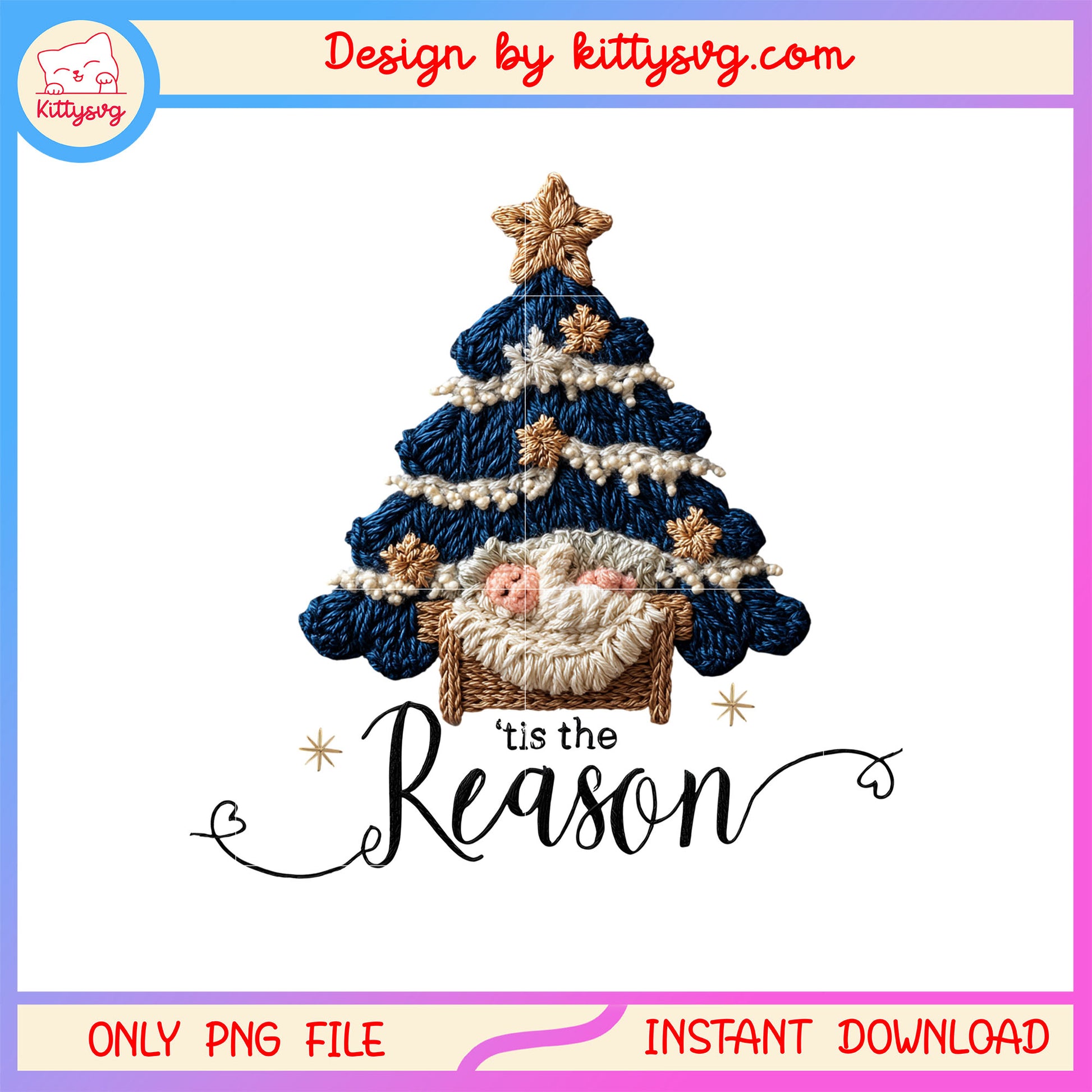 Tis the reason christmas tree jesus patchwork png, christmas day png
