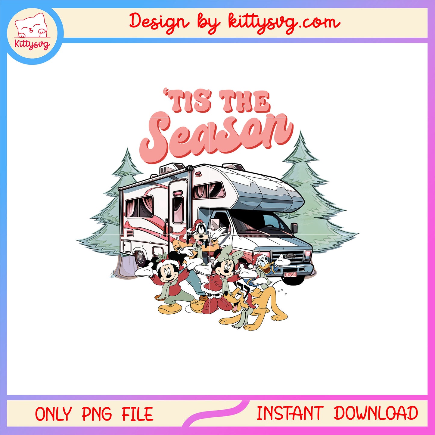 Tis the season mickey friends camping christmas png, christmas png