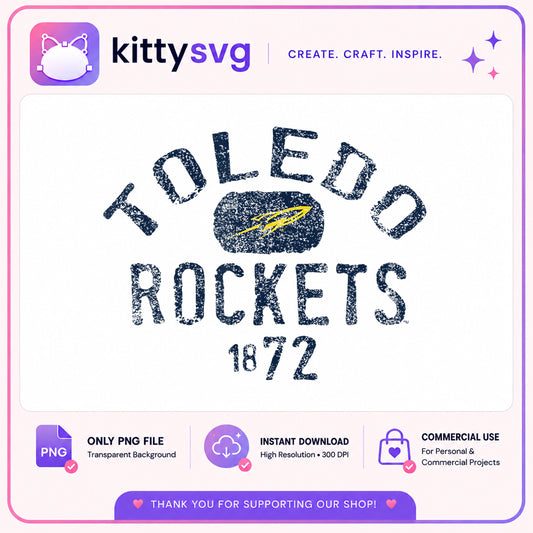 Toledo Rockets 1872 Vintage PNG, Distressed College PNG, Football Team PNG