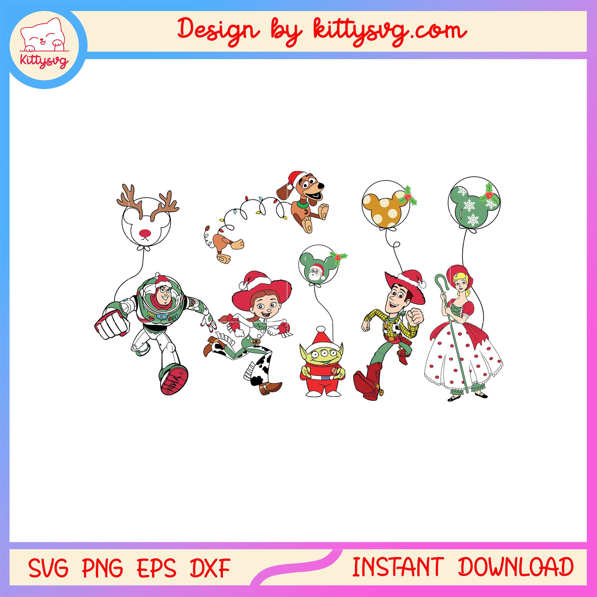 Toy story characters christmas balloon svg, toy story movie svg