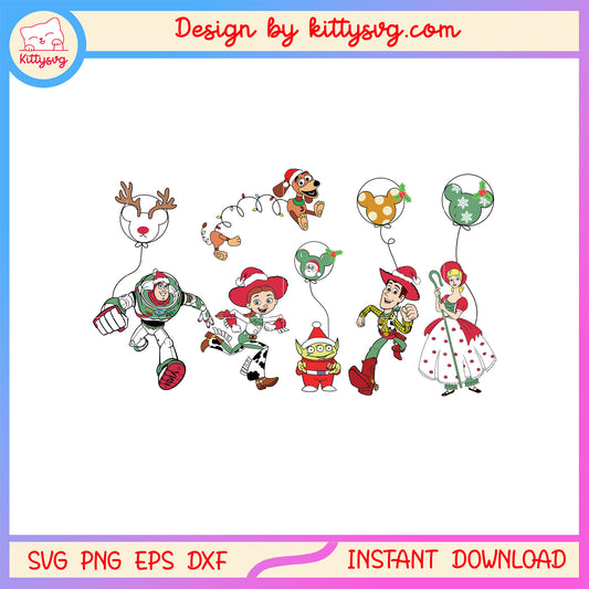 Toy story characters christmas balloon svg, toy story movie svg