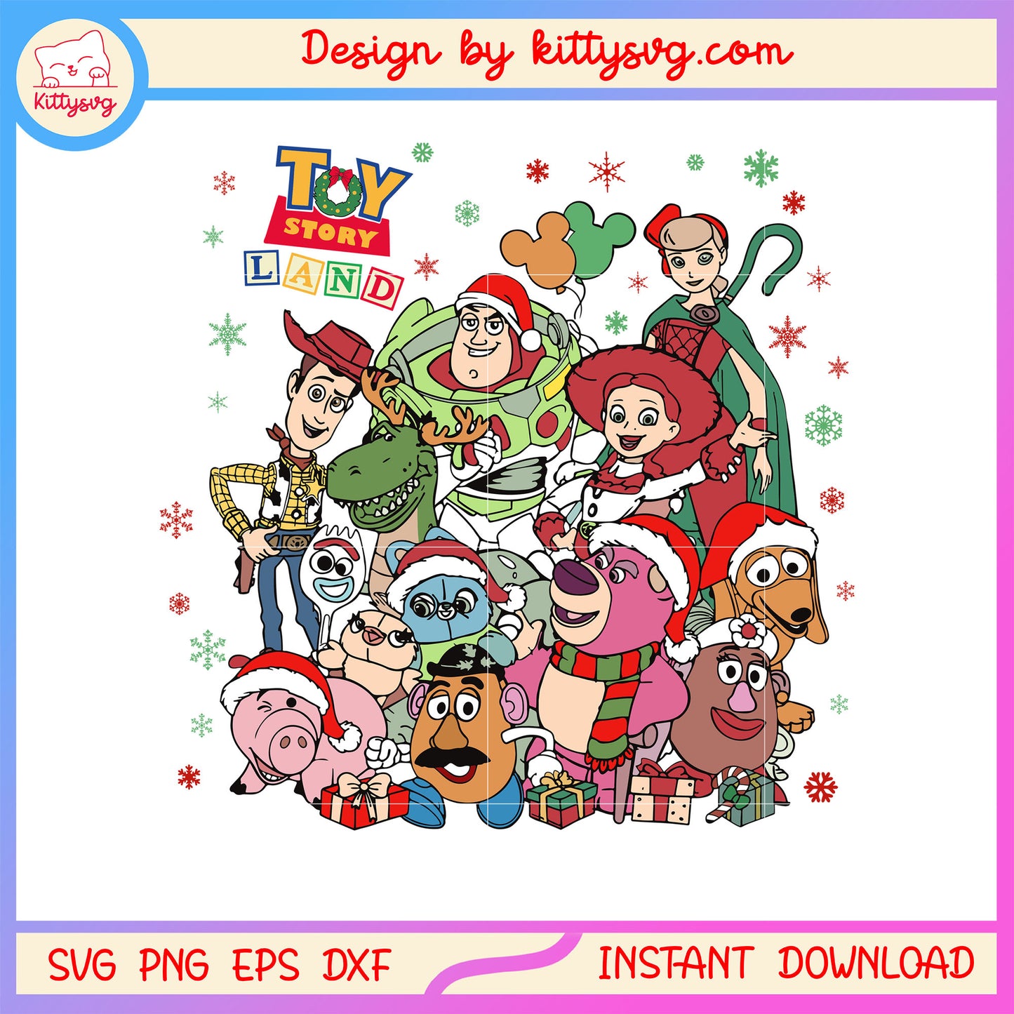 Toy story land characters happy christmas svg, toy story disney svg