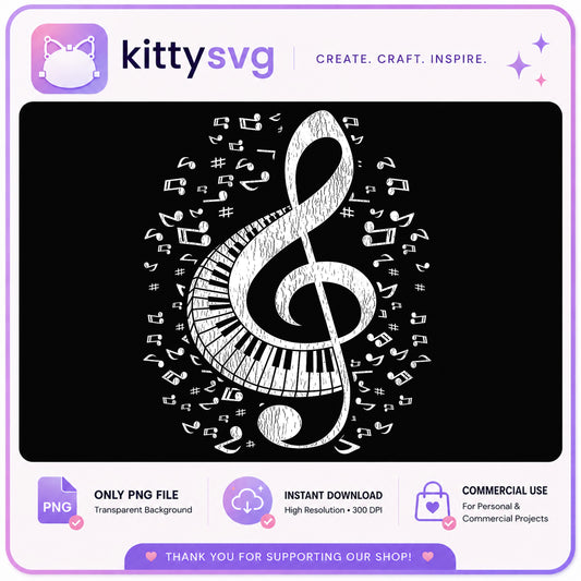 Treble Clef Piano Keys PNG, Music Notes PNG, Musician PNG