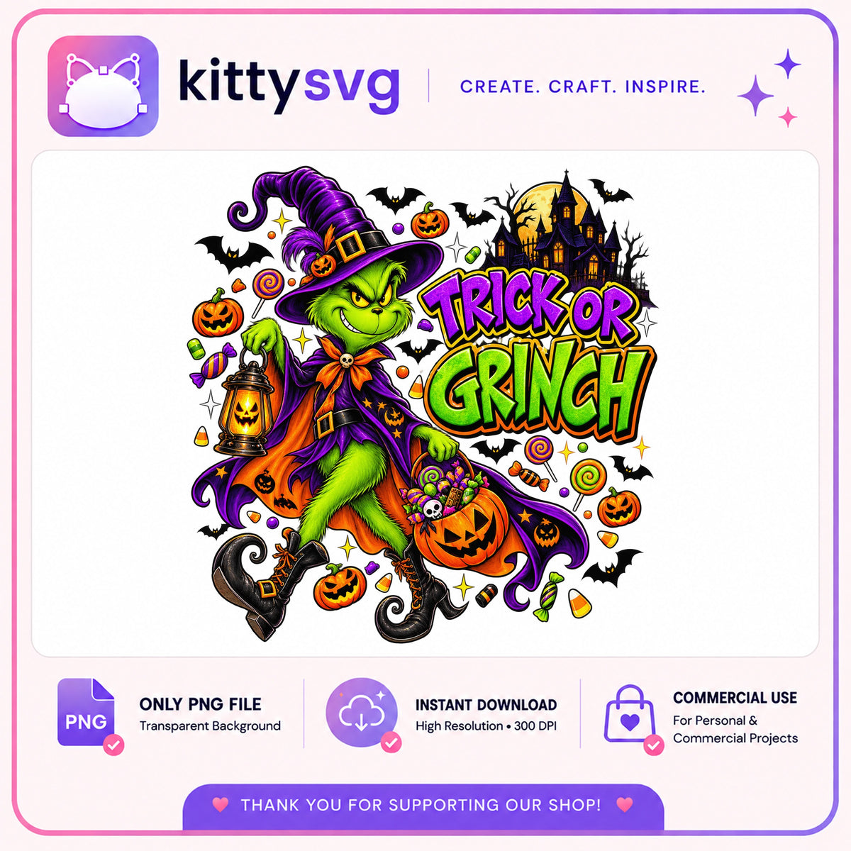 Trick Or Grinch Halloween PNG, Grinch Witch PNG, Halloween PNG