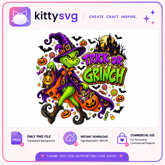 Trick Or Grinch Halloween PNG, Grinch Witch PNG, Halloween PNG