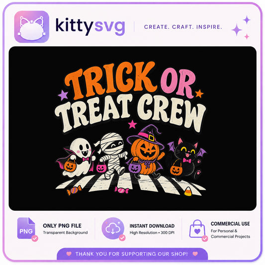 Trick Or Treat Crew PNG, Halloween Ghost Pumpkin PNG, Spooky Season PNG