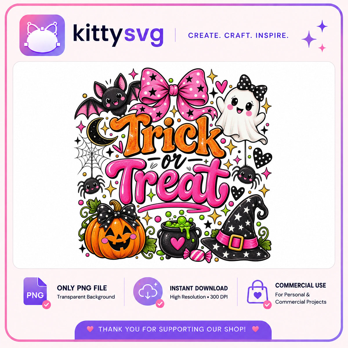 Trick Or Treat Halloween PNG, Cute Ghost Pumpkin PNG, Halloween PNG