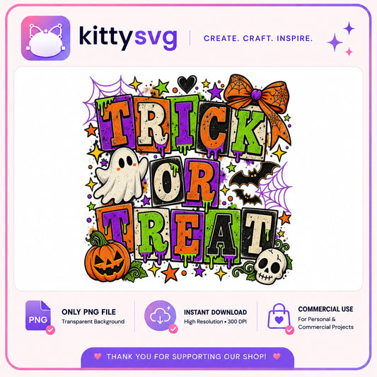 Trick Or Treat Halloween PNG, Retro Ghost Pumpkin PNG, Halloween PNG