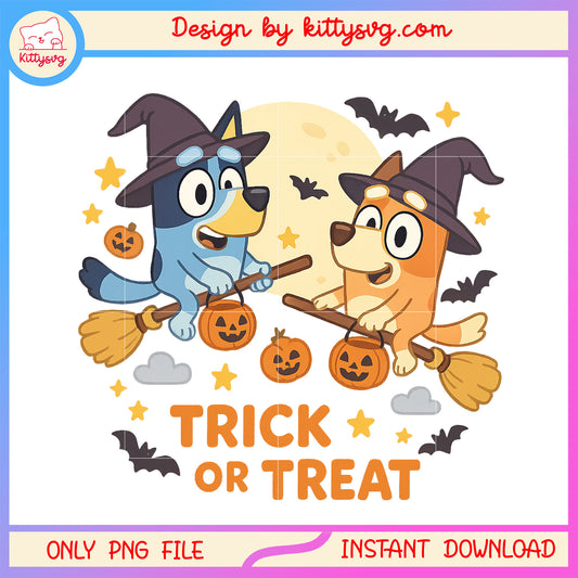 Trick or treat bluey and bingo png, happy halloween png