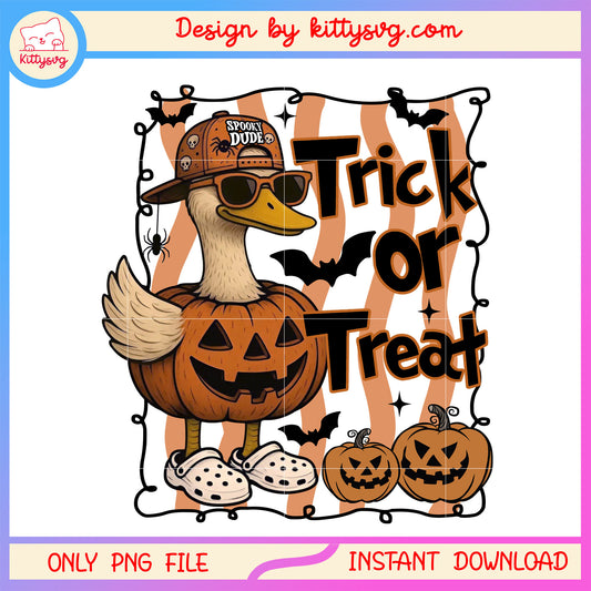 Trick or treat goose cosplay pumpkin png, halloween trick or treat png