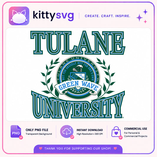 Tulane University Green Wave PNG, College Football PNG, Game Day PNG