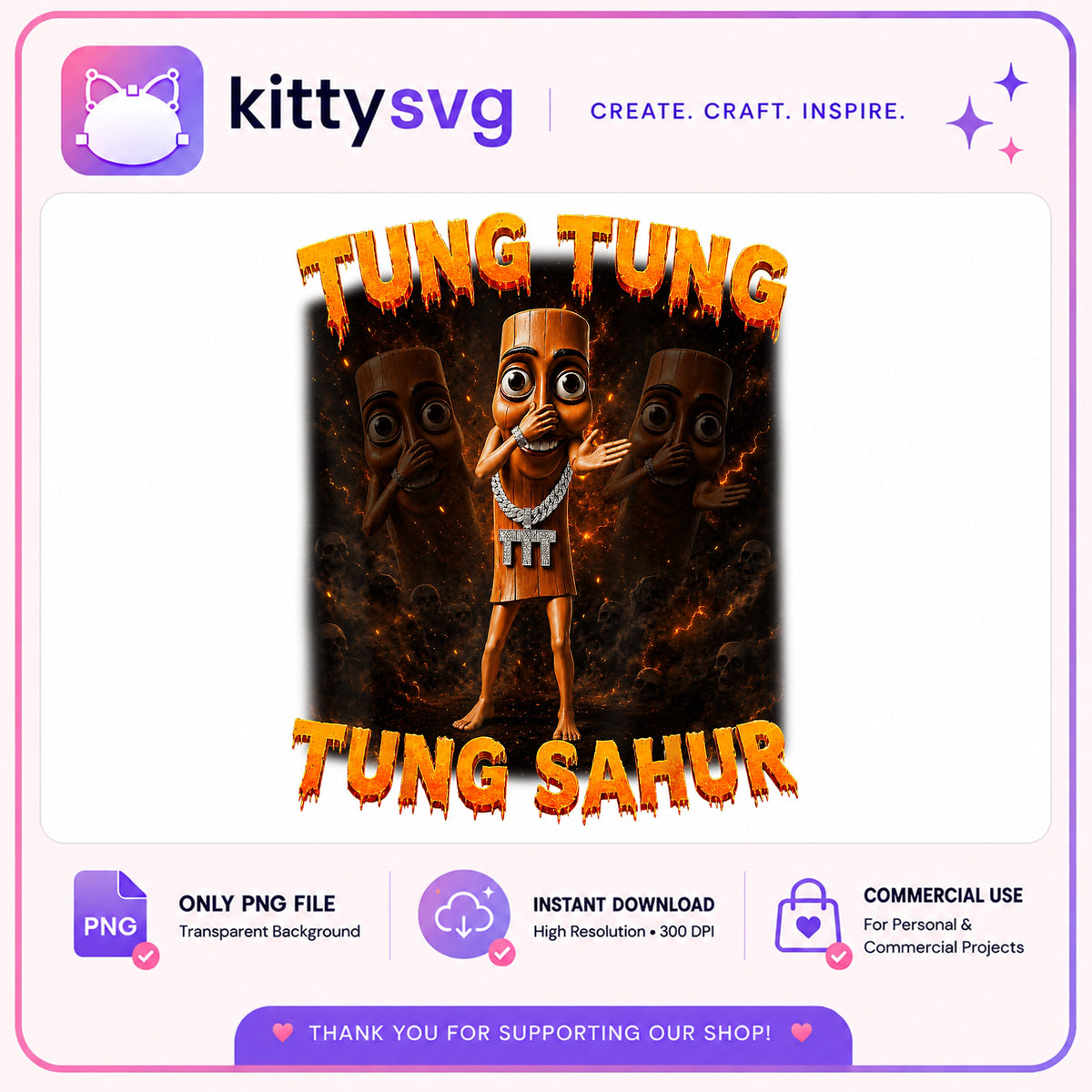 Tung Tung Tung Sahur PNG, Viral Meme Character PNG, Funny Meme PNG
