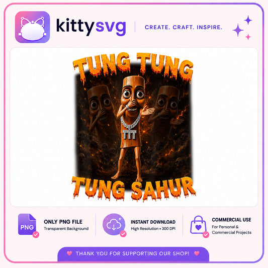 Tung Tung Tung Sahur PNG, Viral Meme Character PNG, Funny Meme PNG
