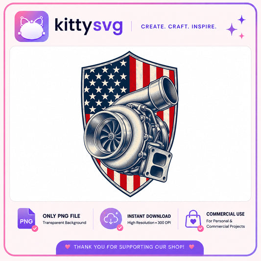 Turbo Engine American Flag Shield PNG, Car Mechanic PNG, USA PNG