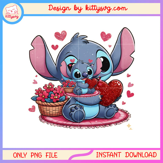 Two baby stitch valentine png, stitch valentines day​​ png