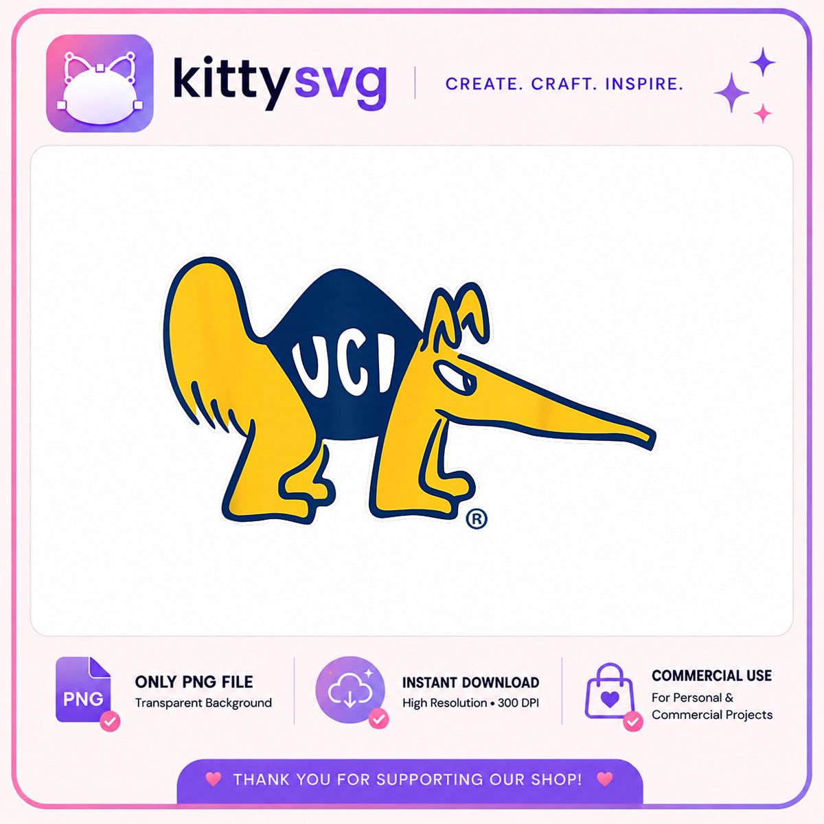 UCI Anteater Mascot PNG, UC Irvine Logo PNG, Anteater PNG