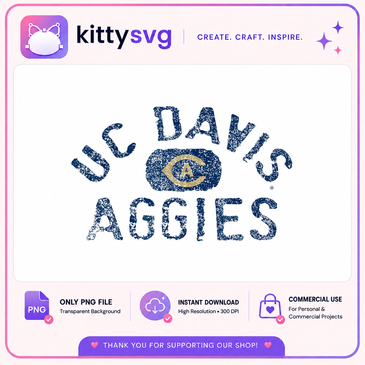 UC Davis Aggies Vintage PNG, College Team PNG, Distressed PNG