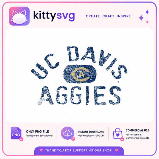 UC Davis Aggies Vintage PNG, College Team PNG, Distressed PNG
