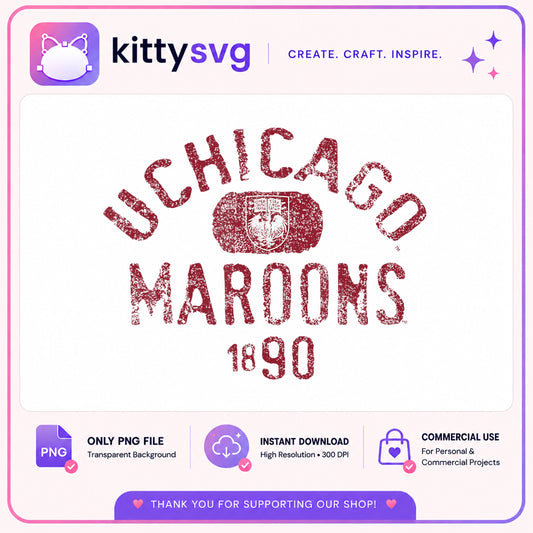 UChicago Maroons 1890 Vintage PNG, College Team PNG, University PNG
