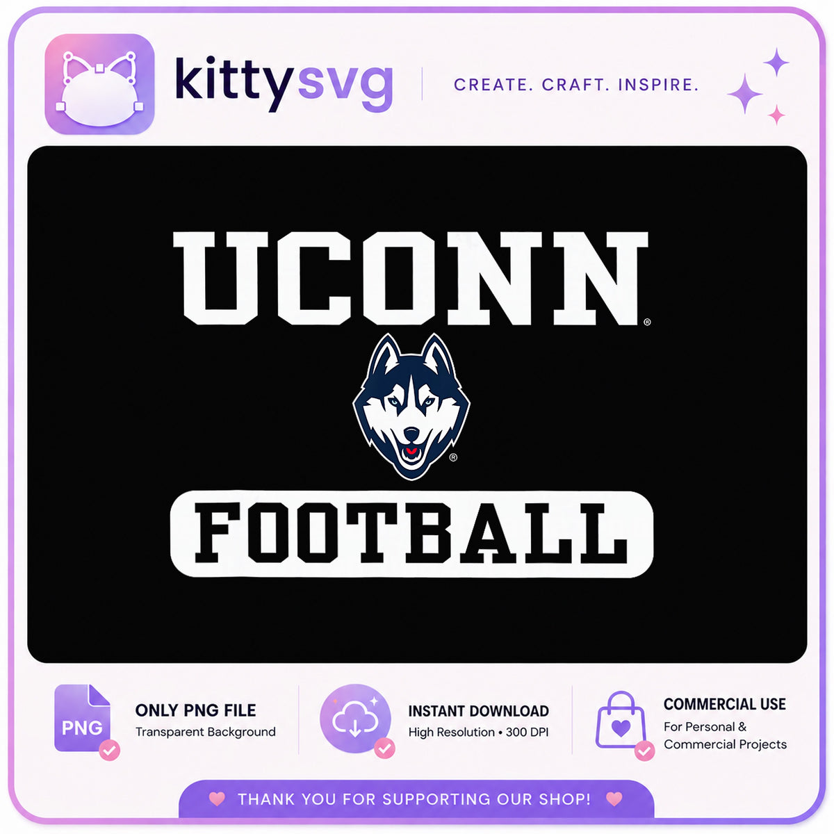 UConn Huskies Football PNG, Connecticut Huskies PNG, College Football PNG