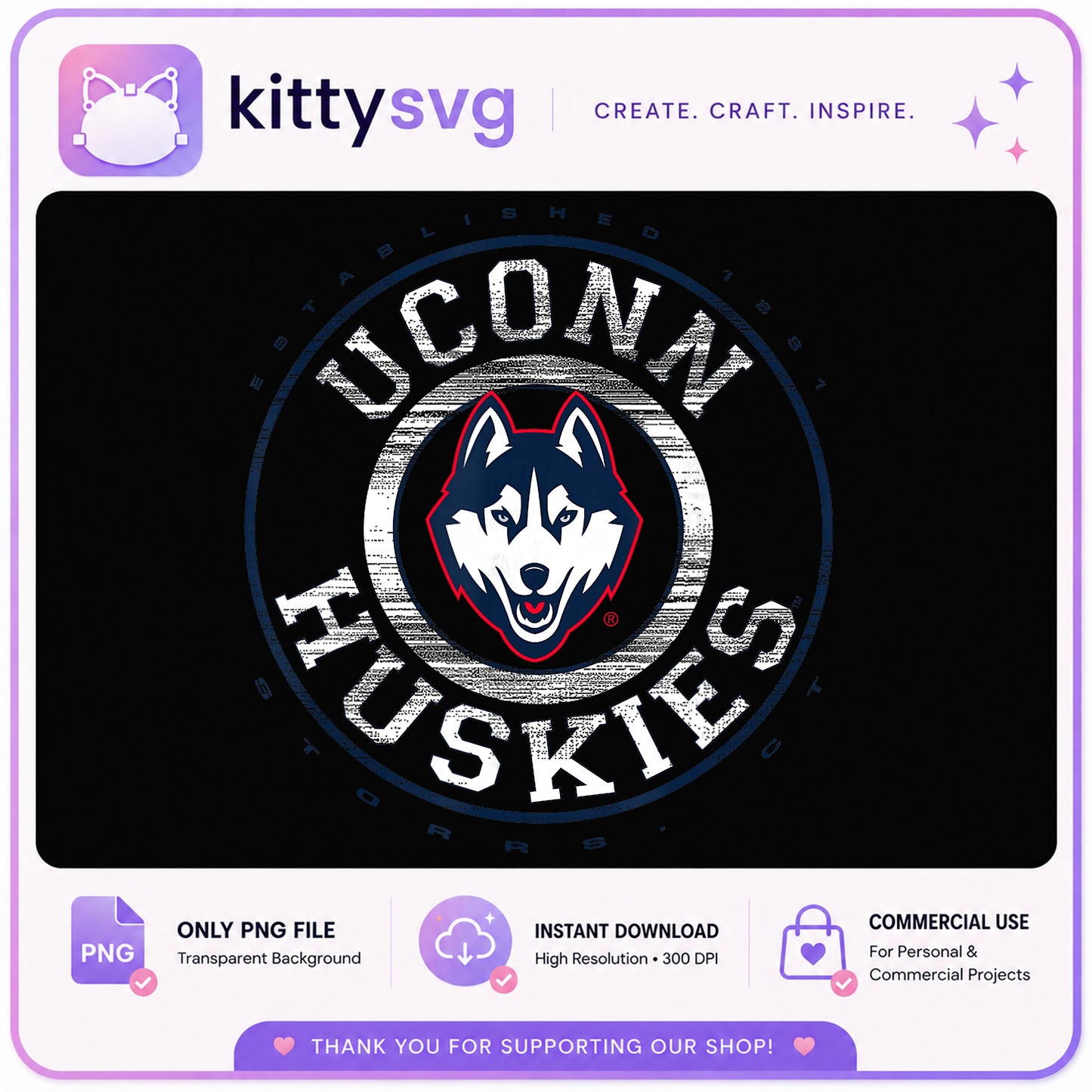 UConn Huskies PNG, Connecticut Huskies Logo PNG, College PNG