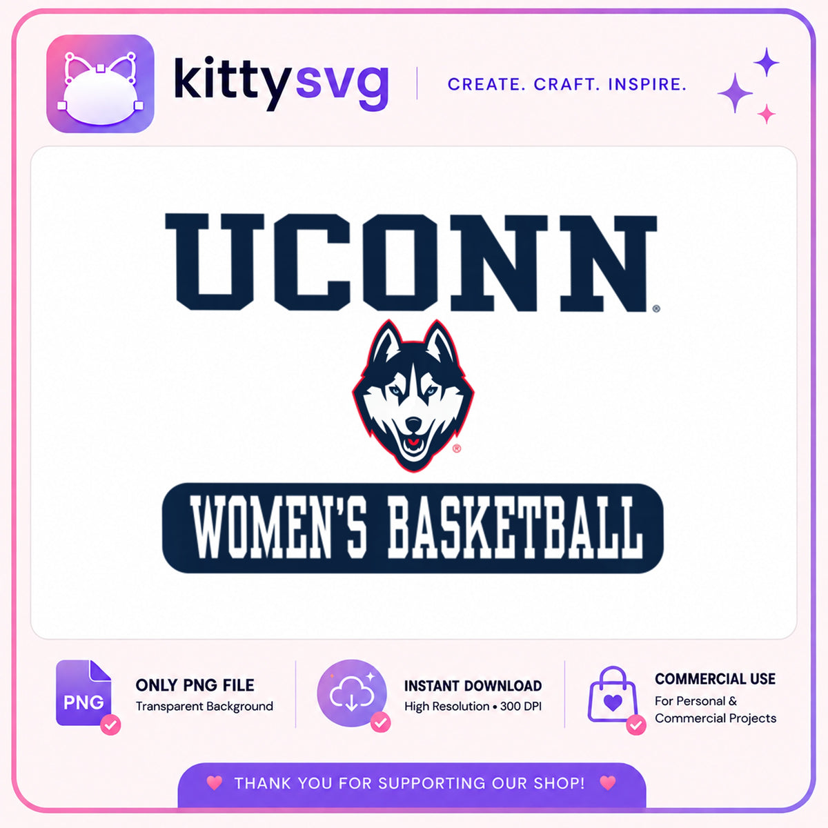 UConn Huskies Womens Basketball PNG, UConn Logo PNG, NCAA PNG