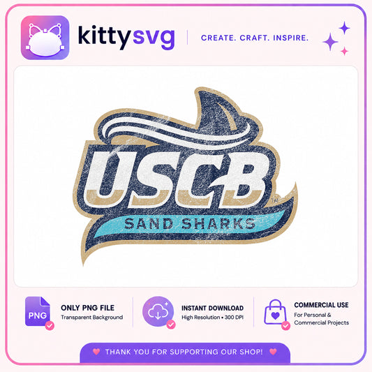 USCB Sand Sharks PNG, College Sports Logo PNG, Vintage Shark PNG