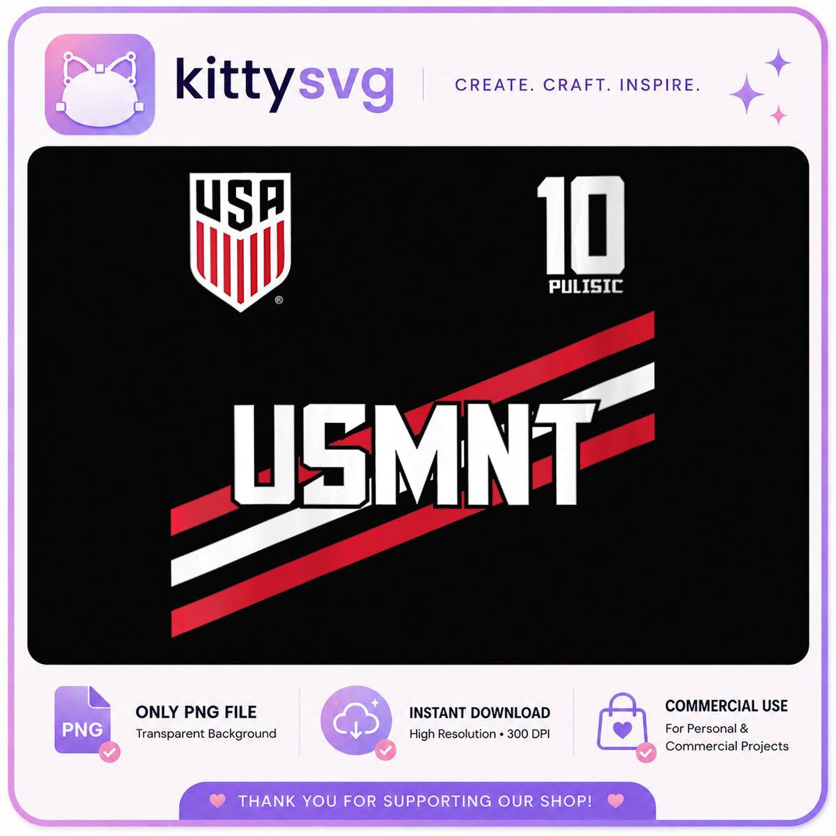 USMNT Soccer PNG, USA Men National Team PNG, Pulisic 10 PNG