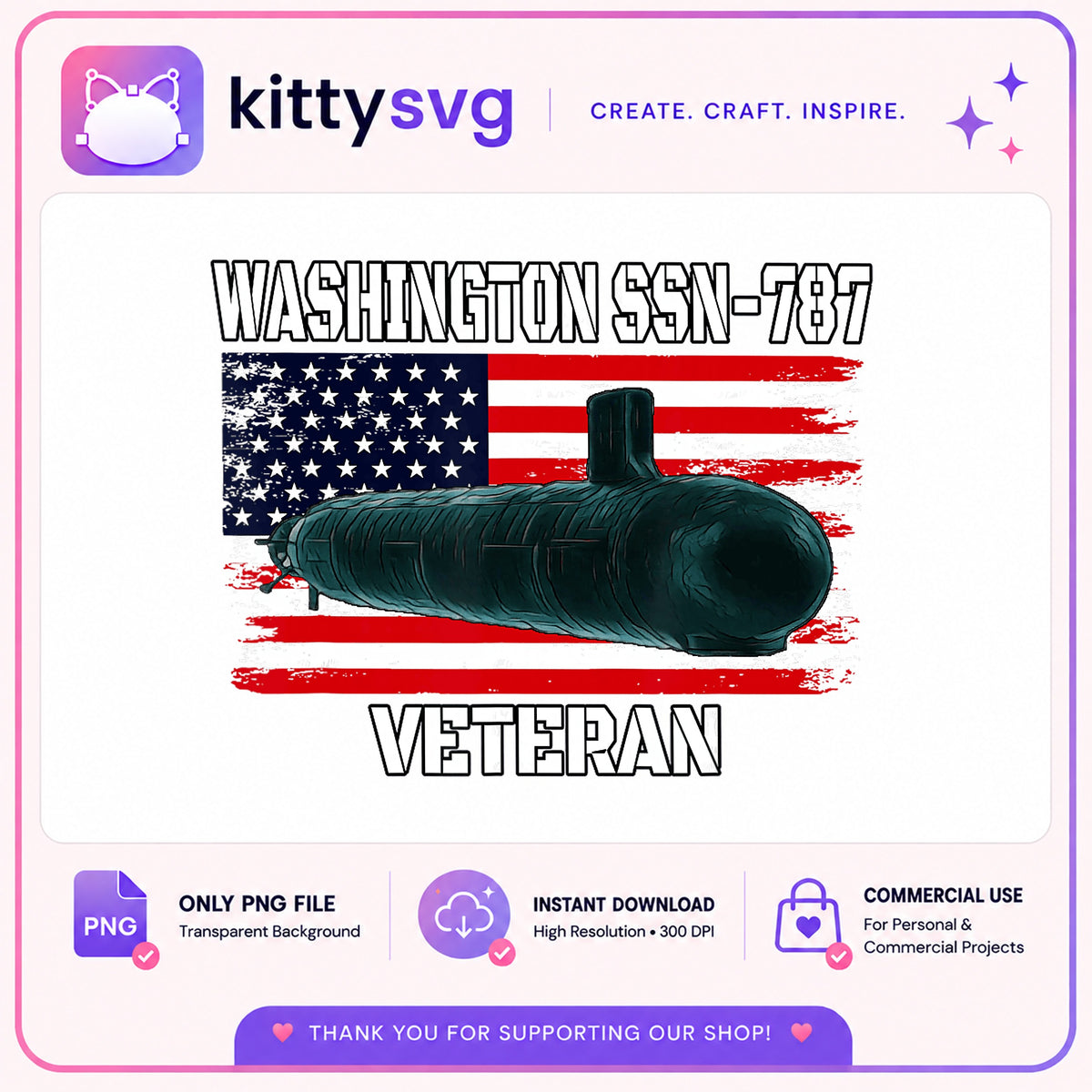 USS Washington SSN-787 Submarine Veteran PNG, Navy Veteran PNG, Military PNG