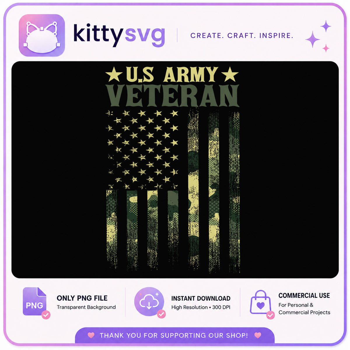 US Army Veteran PNG, Camo American Flag PNG, Military PNG
